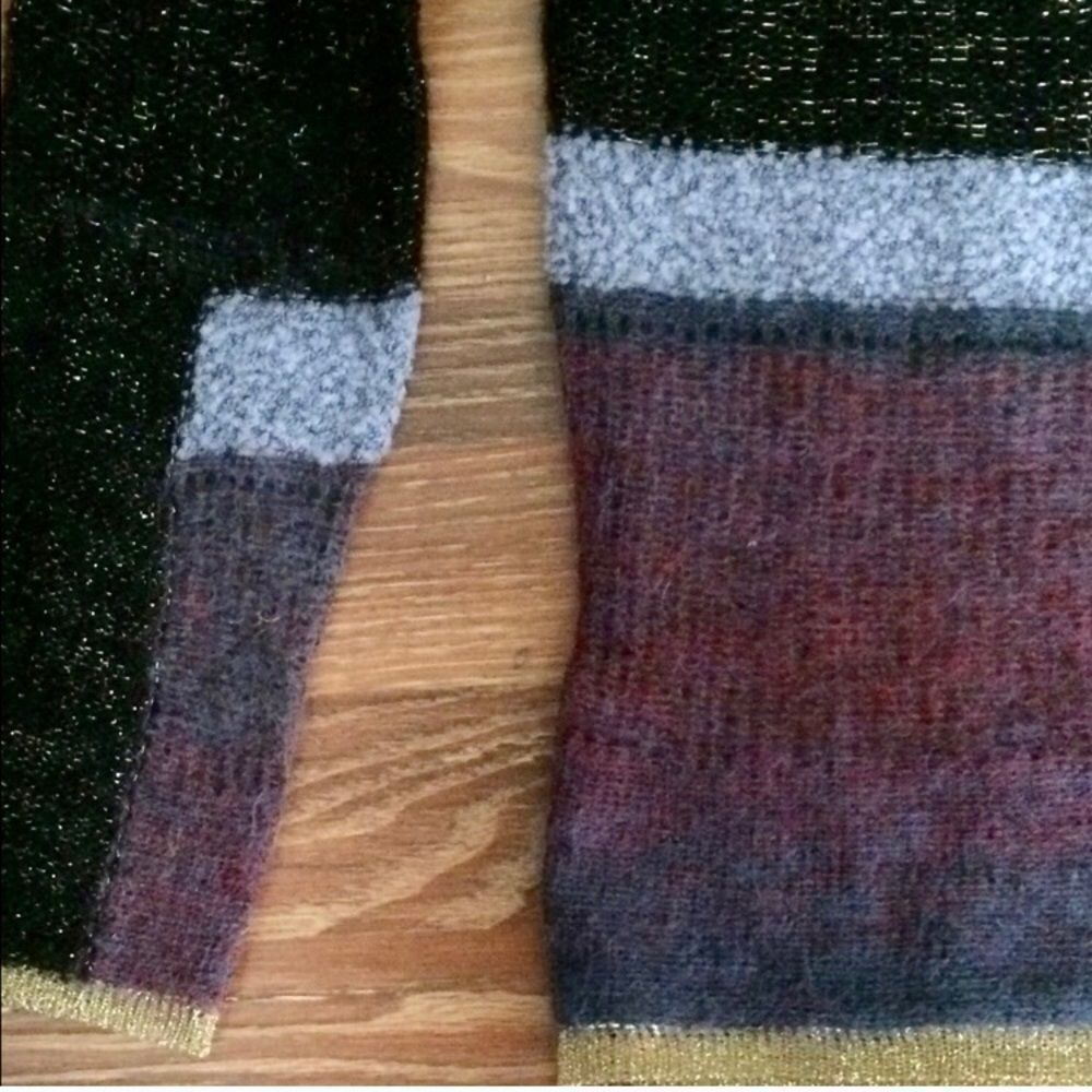 Gold Metallic Trim Color Block Sweater Anthropolo… - image 7